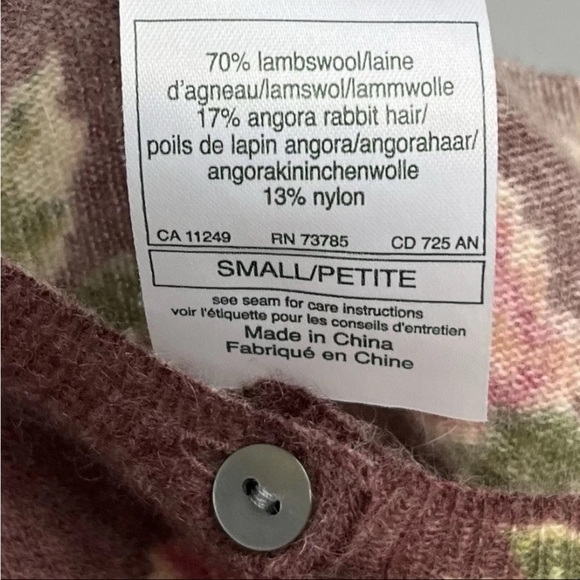 Laura Ashley Cardigan Sz S Angora Wool Rose Print Button Up Vtg Cottagecore EUC - Picture 3 of 15